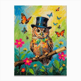 Owl In Top Hat 2 Canvas Print