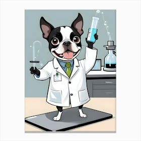 Boston Terrier In Lab Coat-Reimagined Canvas Print