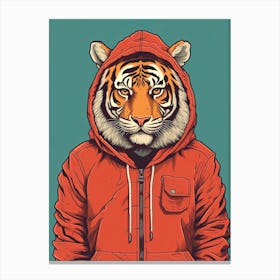 Tiger Illustrations Wearing An Orange Jacket 2 Canvas Print