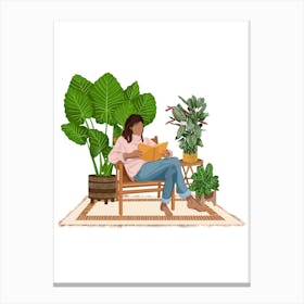Mia Books And Plants Canvas Print