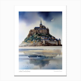 Mont Saint Michel 1 Watercolour Travel Poster Canvas Print