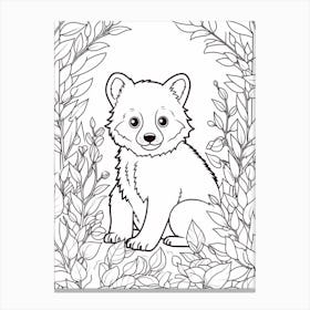 Line Art Jungle Animal Red Panda 2 Canvas Print