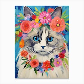 Birman Cat With A Flower Crown Painting Matisse Style 3 Canvas Print