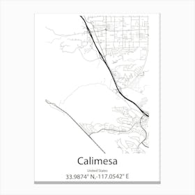 Calimesa,United States Minimalist Map 1 Canvas Print