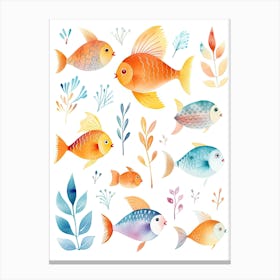 Fish Watercolour In Autumn Colours 0 Canvas Print