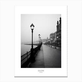 Poster Of Gijon, Spain, Black And White Analogue Photography 2 Canvas Print