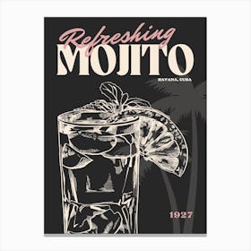 Black Retro Mojito Canvas Print