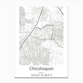 Chicoloapan,Mexico Minimalist Map Canvas Print