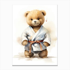 Judo Teddy Bear Painting Watercolour 3 Canvas Print