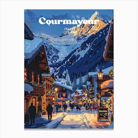 Courmayeur Italy Winter Vacation Travel Art Canvas Print