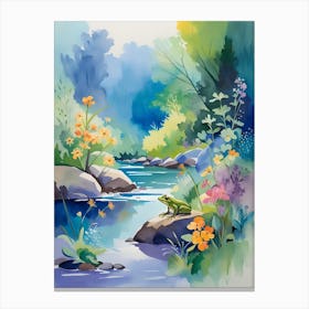 Frog In The Stream Canvas Print