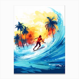 Surfing In A Wave On Bora Bora, French Polynesia 3 Canvas Print