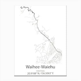 Waihee Waiehu,United States Minimalist Map Lienzo