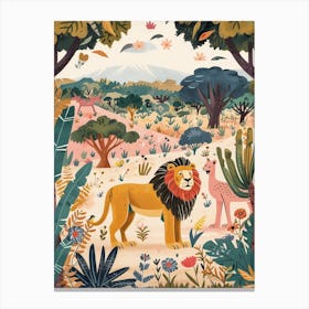 Barbary Lion Interaction Illustration 2 Canvas Print