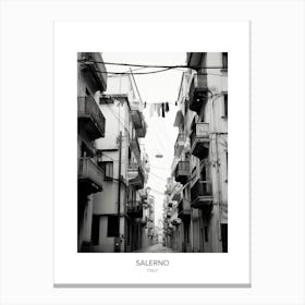 Poster Of Salerno, Italy, Black And White Photo 4 Canvas Print