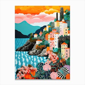 Amalfi, Italy, Illustration In The Style Of Pop Art 2 Canvas Print