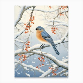 Winter Bird Painting Eastern Bluebird 4 Canvas Print