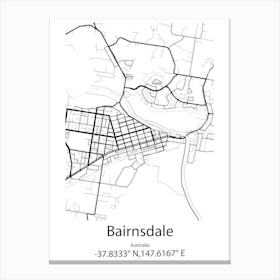 Bairnsdale,Australia Minimalist Map Canvas Print