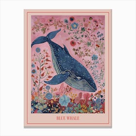 Floral Animal Painting Blue Whale 3 Poster Canvas Print