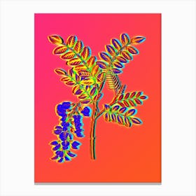 Neon Black Locust Botanical in Hot Pink and Electric Blue n.0097 Canvas Print
