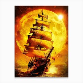 Pirate Ship In The Moonlight Canvas Print