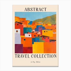 Abstract Travel Collection Poster La Paz Bolivia 3 Canvas Print