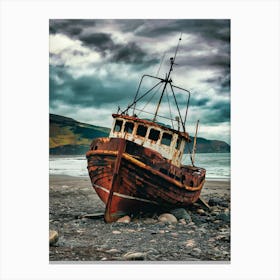 Abandoned Boat On The Beach Canvas Print