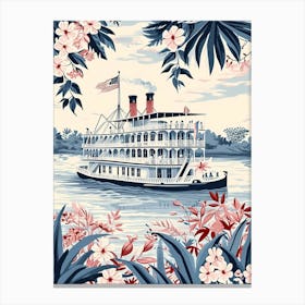 Steamboat Natchez Storybook Illustration 2 Canvas Print