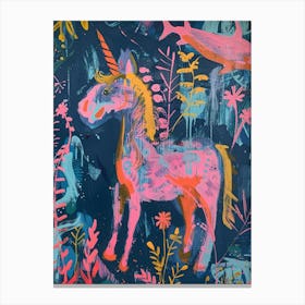 Pink & Blue Abstract Unicorn Painting Canvas Print