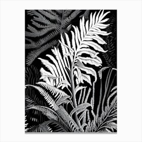 Huperzia Fern Linocut Canvas Print