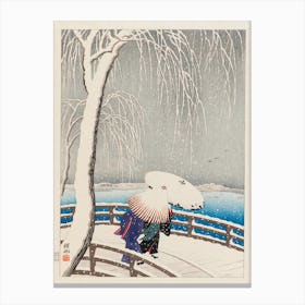 Snow At Yanagibashi, Ohara Koson Canvas Print