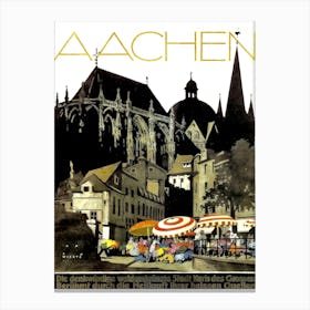 Aachen, Germany, Vintage Travel Poster Canvas Print