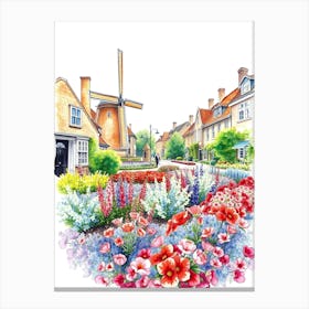 Watercolor Of A Flower Garden Canvas Print