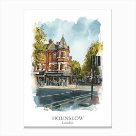 Hounslow London Borough   Street Watercolour 3 Poster Canvas Print