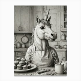 Unicorn In The Kitchen Canvas Print