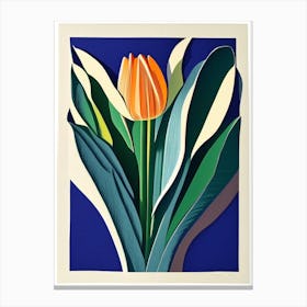 Tulip Leaf Colourful Abstract Linocut Canvas Print