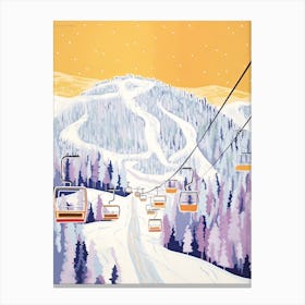 Aspen Snowmass   Colorado, Usa, Ski Resort Pastel Colours Illustration 1 Canvas Print