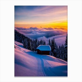 Avoriaz, France Sunrise Skiing Poster Canvas Print