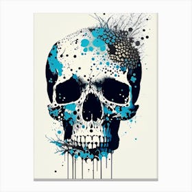 Skull With Splatter Effects 1 Line Drawing Canvas Print