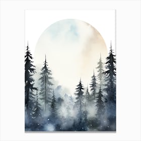 Watercolour Of Hoh Rainforest   Washington Usa 1 Canvas Print
