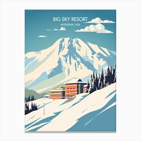 Poster Of Big Sky Resort   Montana, Usa   Colorado, Usa, Ski Resort Illustration 2 Canvas Print