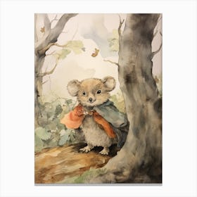 Storybook Animal Watercolour Mouse 4 Canvas Print