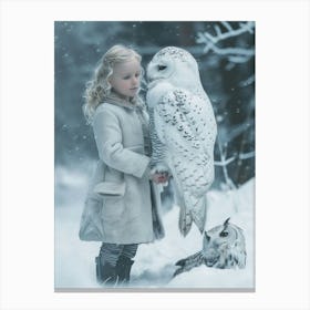 Little Girl With Owl Canvas Print