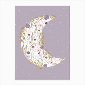 Lilac Botanical Moon Canvas Print