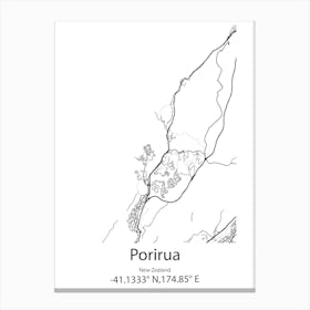 Porirua,New Zealand Minimalist Map Canvas Print