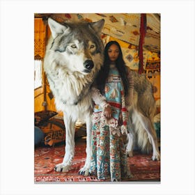 Wolf In A Tent Canvas Print