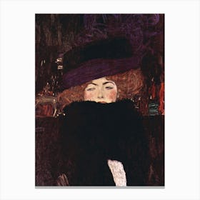 Dame Mit Hut Und Federboa, Gustav Klimt Canvas Print
