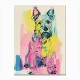 Scottish Terrier Dog Pastel Line Watercolour Illustration  2 Canvas Print