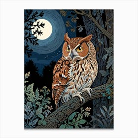 William Morris Owl At Night Canvas Print