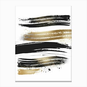 Gold And Black Brush Strokes 2 Canvas Print